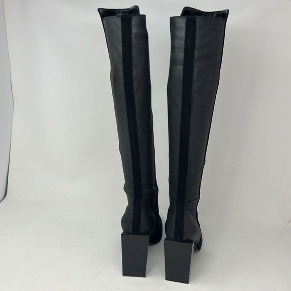 Carlo Pazolini Sz 37.5 Suede Elastic Lucite Block Heel Tall Boots - Picture 9 of 11